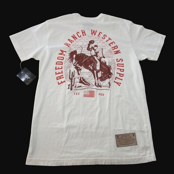 Freedom Ranch Tops - Freedom Ranch Women's Large Short Sleeve Bronc Graphic T-Shirt - Cream